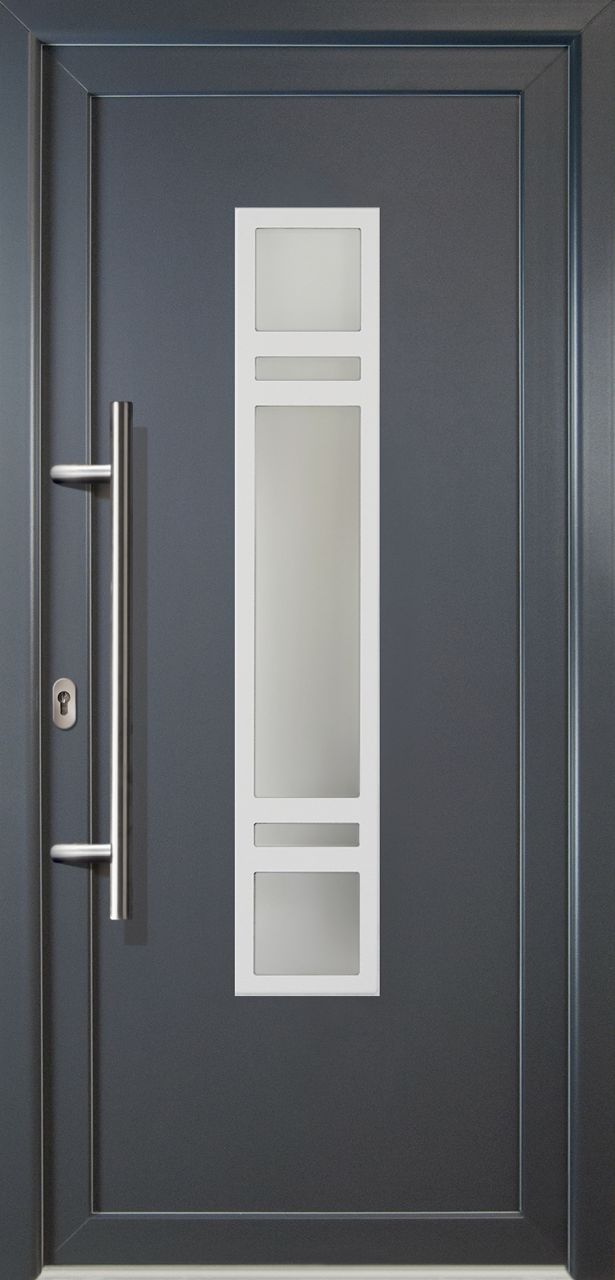 Meeth Haustür Signum PVC Exclusiv PVC Modell 83 108 x 208 cm, DIN links, weiß/titan von MEETH