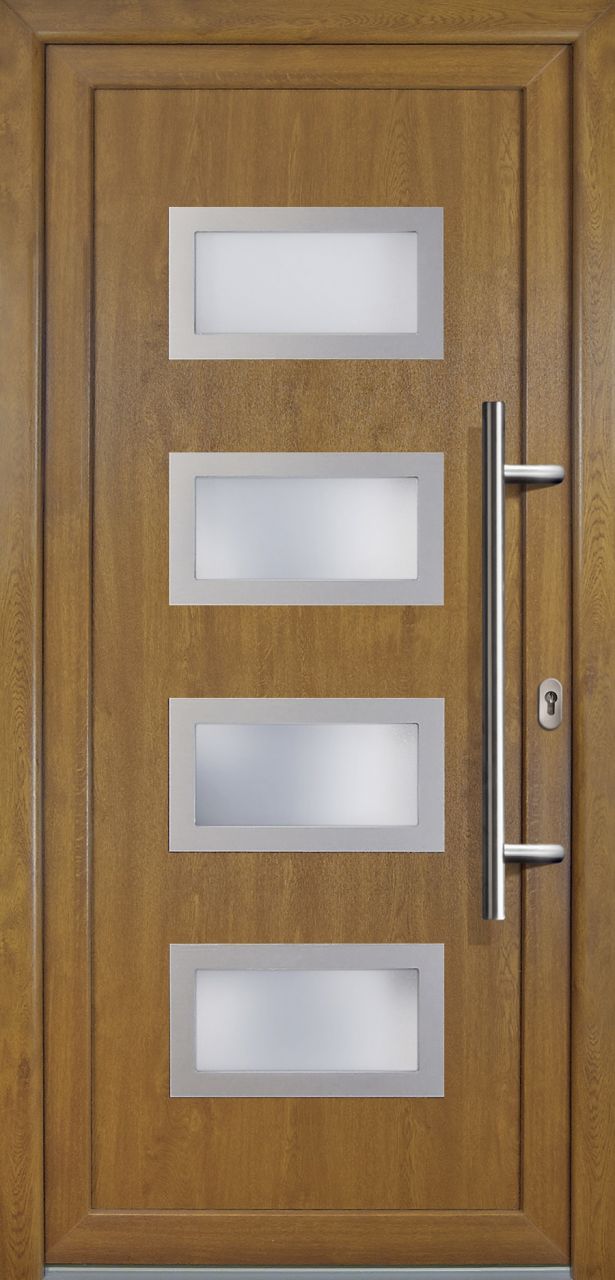 Meeth Haustür Signum PVC Exclusiv PVC Modell 92 88 x 208 cm, DIN rechts, weiß/golden Oak von MEETH