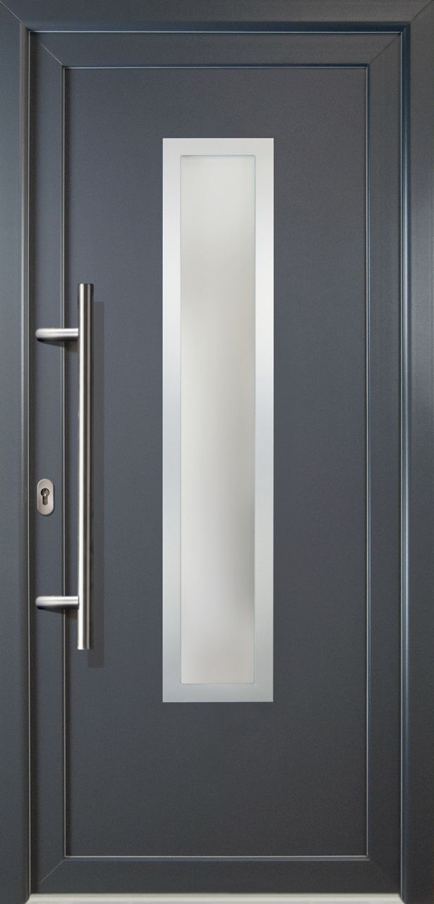 Meeth Haustür Signum PVC Modell 32 98 x 208 cm, DIN links, weiß/titan von JOSEFMEETH