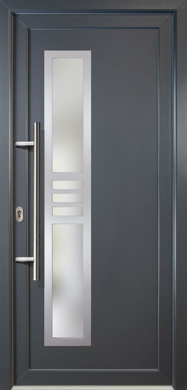 Meeth Haustür Signum PVC Modell 53 98 x 208 cm, DIN links, weiß/titan von JOSEFMEETH