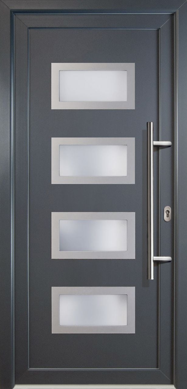 Meeth Haustür Signum PVC Modell 92 88 x 200 cm, DIN rechts, weiß/titan von JOSEFMEETH