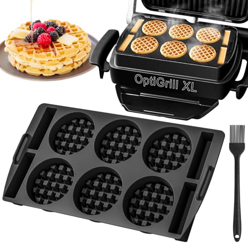 Meetory Waffeleinsatz Kompatibel für Tefal OptiGrill XL, 4in1 XL, 2in1 XL, Elite XL, Plus + XL, Elite Plus XL, Wiederverwendbare Waffelform Backschaleneinsatz aus Silikon für Belgische Waffeln von Meetory