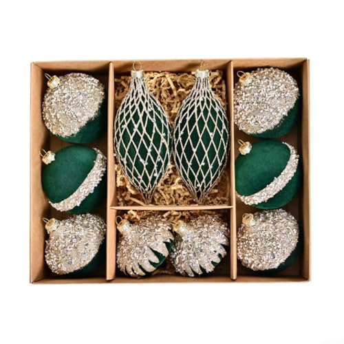 10 Stück Christbaumkugel-Ornamente für Feiertagsparty und saisonale Heimdekoration (grün) von MeevrgR