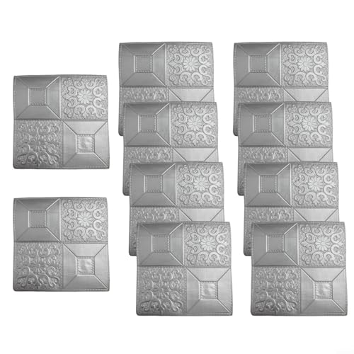 10er Set Dekorative Weichschaum-Wandpaneele mit 3D-Effekt perfekt für Renovierungsprojekte zu Hause (Silbergrau) von MeevrgR