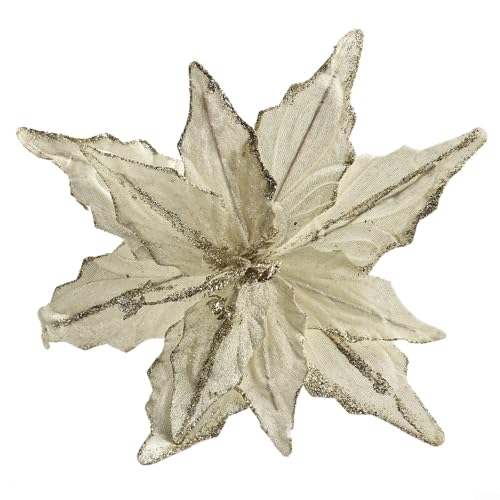 28 cm Glitzer-Blume zum Aufhängen, Weihnachtsstern, Ornament für Weihnachtsbaum-Dekoration und saisonale Party (hellgold) von MeevrgR