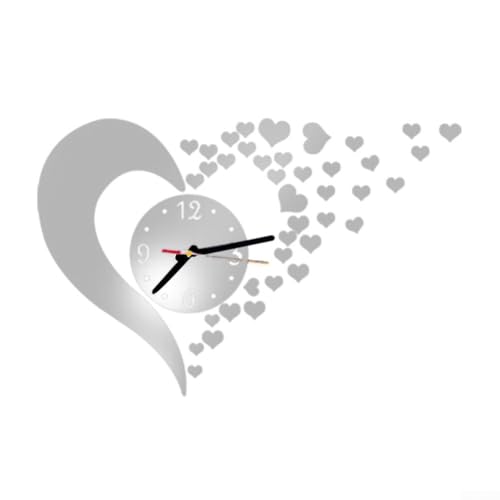 3D-Wanduhr aus Acryl mit Spiegeleffekt, ein einzigartiges dekoratives Stück für Ihren Wohnraum oder Arbeitsbereich (Silber) von MeevrgR