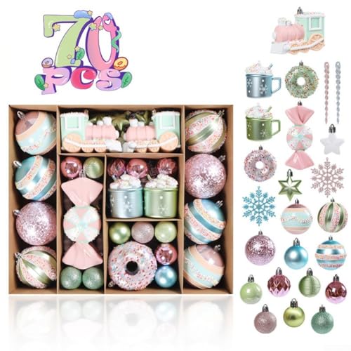 4870-teiliges Weihnachtskugel-Ornament-Set für Baumdekoration, geeignet für Urlaub, Hochzeitszeremonie und Party im Innenbereich (70 Stück) von MeevrgR