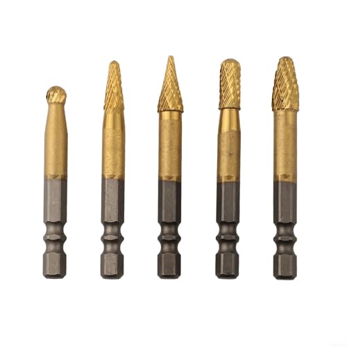 5-teiliges Drehfräser-Set, 6 x 35 mm Schaft, Doppelschnitt-Bits für effizientes Polieren von Metall und Holz, funktioniert mit elektrischen und pneumatischen Werkzeugen 5-teiliges Drehfräser-Set, 6 x 35 mm Schaft, Doppelschnitt-Bits für effizientes Polieren von Metall und Holz, funktioniert mit elektrischen und pneumatischen Werkzeugen von MeevrgR