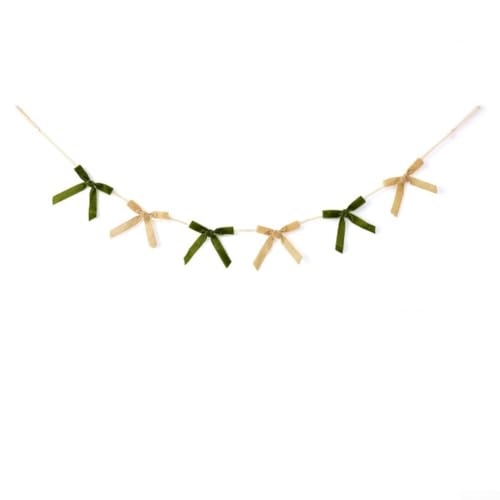 5 x 2,7 m Samtschleife Girlande Banner für Weihnachtsbaum, Kamin und Versammlungsraum Dekoration (hellgrün + beige) von MeevrgR