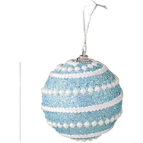 8 cm Schaumstoffkugel zum Aufhängen mit Spiralstruktur für Weihnachtsbaum und Fenster, Innenbereich, Urlaubsdekoration, Kunststoffmaterial (Azur) von MeevrgR