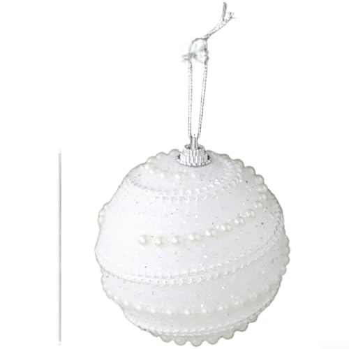 8 cm Schaumstoffkugel zum Aufhängen mit Spiralstruktur für Weihnachtsbaum und Fenster, Innenbereich, Urlaubsdekoration, Kunststoffmaterial (weiß) von MeevrgR