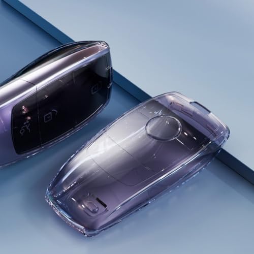 Autoschlüssel-Schutz aus TPU-Material für verschiedene Mercedes Modelle wie E C S und GLC Klasse (transparent lila) von MeevrgR