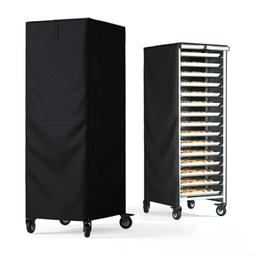 Commercial Bakery Rack Cover With 420D Waterproof Fabric, Ventilation Features And PVC Transparent Window For Bread Rack Protection(Schwarz) von MeevrgR