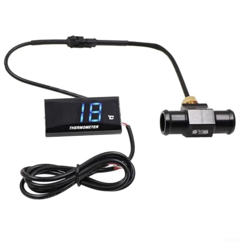 DC 12 V Digitales Wassertemperatur- und Hygrometer für Motorräder und Rennautos, wasserdichtes Thermometer-Sensor-Kit (18 mm) von MeevrgR