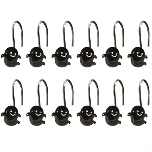 Dekorative Duschvorhanghaken aus Edelstahl, S-Form, perfekt für Halloween-Themen-Badezimmer (schwarz), 12 Stück von MeevrgR