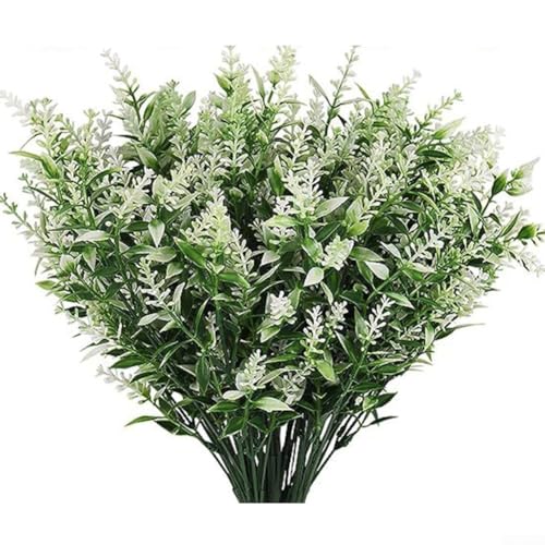 Dekorative Kunstblumenbündel 8 Stück lebendige künstliche Pflanzen für Gärten, Terrassen und mehr (weiß) von MeevrgR