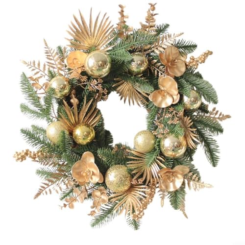 Dekorativer Kranz für Weihnachten mit goldenen Kugeln und floralem Design, für Wand oder Fenster, aus widerstandsfähigen Materialien von MeevrgR