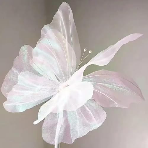 Dekoratives Simulations-Seidengarn Schmetterling für Hochzeits- und Festival-Ambiente mit stabilem und leichtem Material (weiß) von MeevrgR