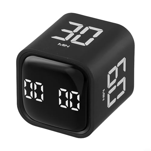 Einstellbarer Lautstärke-Timer mit Schwerkraft-Sensor für Kochen und Bürogebrauch, leise Countdown-Uhr mit Flip-Design (schwarz) von MeevrgR