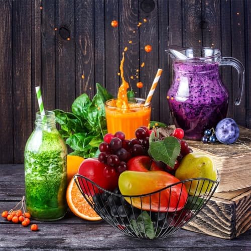 Eisen-Snack-Display-Tablett Modernes Design mit optimaler Belüftung, um Früchte in Ihrem Zuhause frisch zu halten (Schwarz H) von MeevrgR