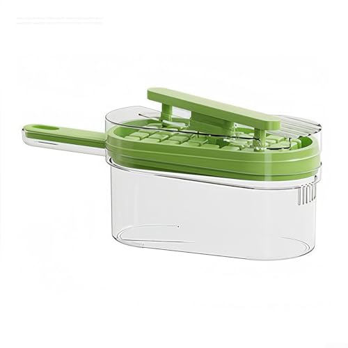 Eiswürfelform mit 64 Fächern und Pressentriegelungssystem und stapelbarem Eisbehälter mit Deckel, auslaufsicheres Design hält Eis intakt für Partys, Picknicks oder alltägliche Getränkekühlung (grün) von MeevrgR