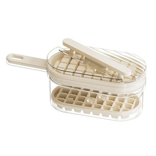 Eiswürfelform mit 64 Fächern und Pressentriegelungssystem und stapelbarem Eisbehälter mit Deckel, auslaufsicheres Design hält Eis intakt für Partys, Picknicks oder alltägliche Getränkekühlung (weiß) von MeevrgR