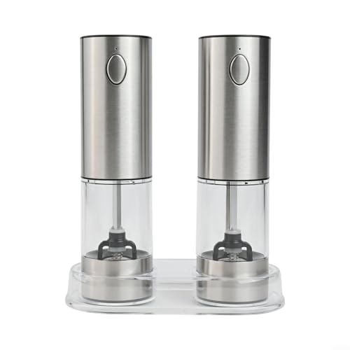Elektrische Salz- und Pfeffermühle mit wiederaufladbaren Batterien, 3 x 57 ml Fassungsvermögen und waschbare Teile von MeevrgR