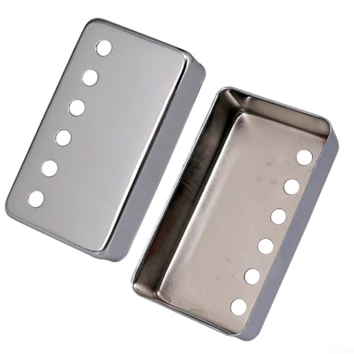 Ersatz-Humbucker-Tonabnehmerabdeckung aus Metall, kompatibel mit LP-Style-E-Gitarren mit 50 mm und 52 mm Stangenabstand (52 mm Silber) von MeevrgR