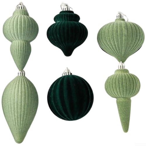 Europäischer Stil Weihnachten für Baum hängende Ornament mit Samtbeflockung Kugel mit Konstruktion für saisonale Feiertagsdekoration (B) von MeevrgR