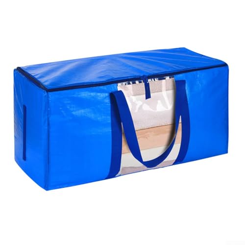 Extra große Aufbewahrungstasche mit robusten Reißverschlüssen und Griffen für Kleidung, perfekt für Umzug, Reisen und platzsparend (blau) von MeevrgR