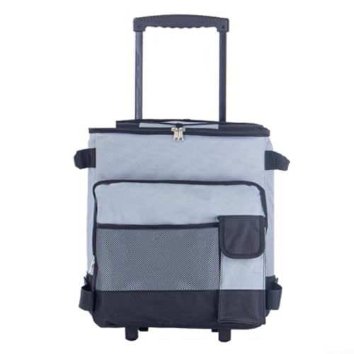 Faltbare, isolierte Kühltasche mit großem Fassungsvermögen, mit Ziehgriff und Rädern für Camping, Picknick, Auto, Reisen, hält Speisen und Getränke kühl oder warm (grau) von MeevrgR