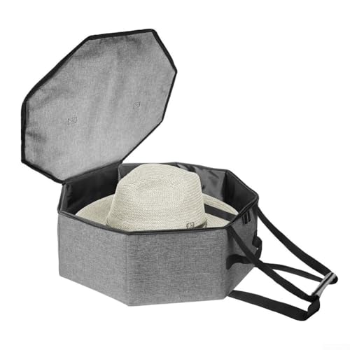 Faltbare Hutbox für Reisen und für den Schrank, mit staubdichtem Deckel und Tragegriffen für tragbaren Hutschutz (grau-1) von MeevrgR