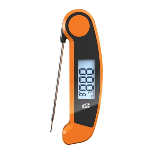 Faltbares Thermometer mit wasserabweisendem Design und automatischer Abschaltung, zum Grillen, Braten, Backen und Braten (orange) von MeevrgR