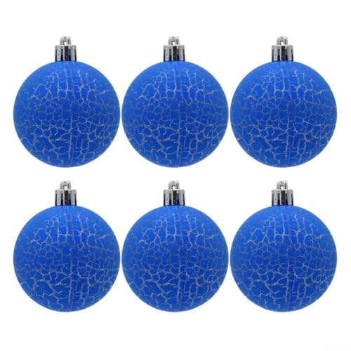 For Macaron Crackle Finish Christmas Ornaments Set of 6 Decorative Balls for Seasonal Tree Decoration and Festive Indoor Environments (Blue) von MeevrgR