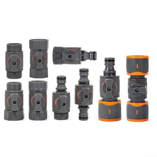 Gartenschlauchverbinder aus Kunststoff mit Regulierventil und Wasserstopp-Funktion, auslaufsichere Kupplung für einfache Durchflusseinstellung und schnellen Gerätewechsel von MeevrgR