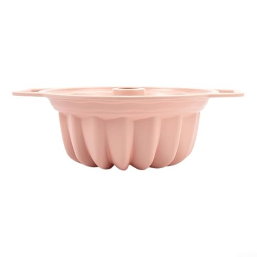Geriffelte Silikon-Backform mit Griff, entworfen für Kuchen und Brot, ofenfest mit einfachen Reinigungsfunktionen (Rosa) von MeevrgR