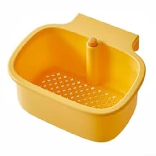Hängender Abtropfkorb für die Küche mit feinmaschigem Sieb für Lebensmittelabfälle, wandmontiertes Design, um Platz auf der Arbeitsfläche zu schaffen und die Entwässerungsleistung zu verbessern (Gelb Hängender Abtropfkorb für die Küche mit feinmaschigem Sieb für Lebensmittelabfälle, wandmontiertes Design, um Platz auf der Arbeitsfläche zu schaffen und die Entwässerungsleistung zu verbessern (Gelb von MeevrgR