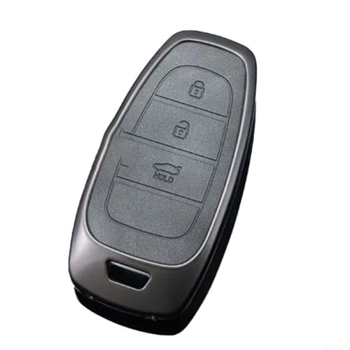Innovatives Design Metall & weiches Leder Autoschlüsselhalter für mehrere Hyundai Modelle einschließlich Tucson/Santa Fe/Cruz (3 Buttos) von MeevrgR
