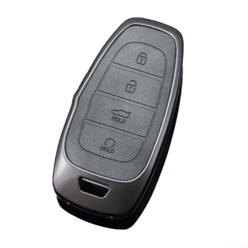 Innovatives Design Metall & weiches Leder Autoschlüsselhalter für mehrere Hyundai Modelle einschließlich Tucson/Santa Fe/Cruz (4 Buttos) von MeevrgR