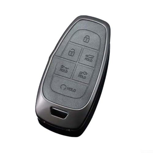 Innovatives Design Metall & weiches Leder Autoschlüsselhalter für mehrere Hyundai Modelle einschließlich Tucson/Santa Fe/Cruz (6 Buttos) von MeevrgR