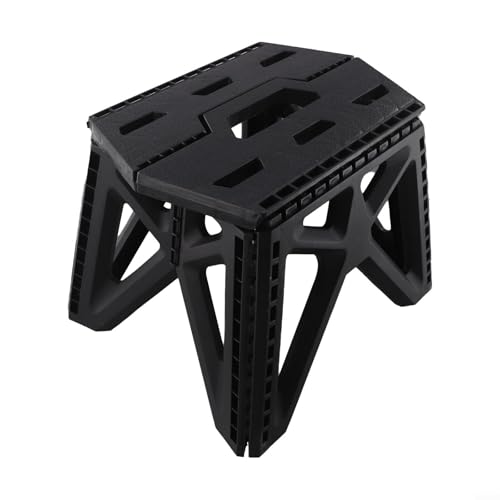 Klapphocker mit sechseckigem Sitzdesign für gleichmäßige Lastverteilung, aus zertifiziertem Kunststoff, leicht und einfach zu transportieren, mit Griff (schwarz) von MeevrgR