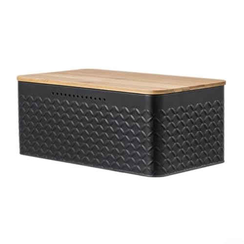 Kompakte Brotbox mit Holzdeckel für Frische und Stil in Ihrer Küche (schwarz) von MeevrgR