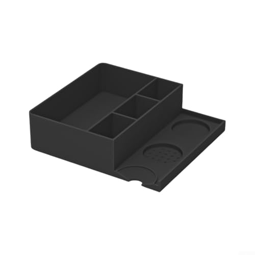 Kompakte Espressozubehör, rutschfeste Silikon-Tamper-Matte mit praktischer Klopfbox (schwarz) von MeevrgR