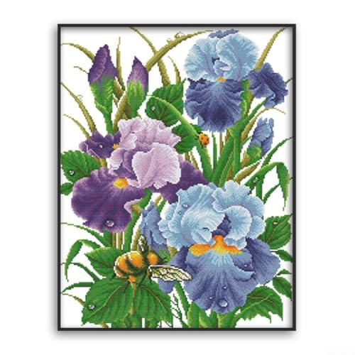Kreuzstich-Set mit Iris-Design, All-in-One-Stickerei-Set für Kunstprojekte zu Hause (A-Not Print) von MeevrgR