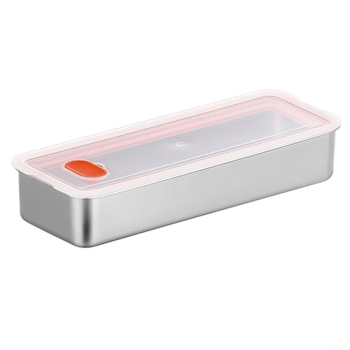Kühlschrank Aufbewahrungsbox mit Edelstahlkonstruktion und Silikondeckel inkl. Luftloch für Feuchtigkeitssperre und Frischeverlängerung (weiß) von MeevrgR