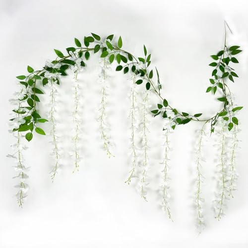 Künstliche Glyzinien-Blumengirlande, schöne Dekoration für Zuhause, Hochzeiten und Veranstaltungen (weiß) von MeevrgR