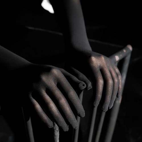 Lange transparente Nylon-Handschuhe für Damen und Herren, nahtloser, atmungsaktiver, durchscheinender Stoff mit Netzgarn-Design, dehnbar, enge Passform für soziale und Freizeitkleidung, 40 cm Länge von MeevrgR