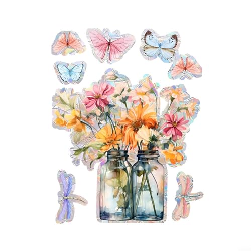 Lebendiges Blumenmuster für Fensteraufkleber, die ein Gefühl der Natur im Innenbereich bringen, perfekte dekorative Lösung von MeevrgR
