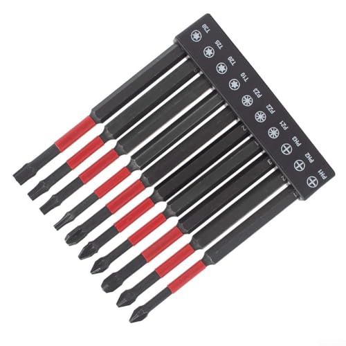 Magnetisches Schraubendreher-Bit-Set, 100 mm Länge, mit 1/4-Zoll-Sechskantschaft, kompatibel mit Torx-Kreuz, Pozidriv und Schrauben inkl. PZ1 PZ2 PZ3 PH1 PH2 PH3 von MeevrgR