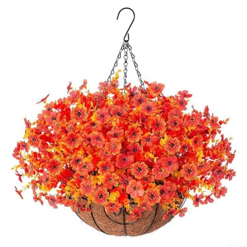 MeevrgR 25,4 cm großer Hängekorb mit künstlichen Seidenveilchen für kreative Heimdekoration, vielseitige Dekoration für Hochzeiten, einfache Montage für personalisierte Blumenarrangements (F) von MeevrgR
